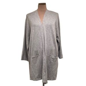 DONNI. Cardigan Sweater One Size Gray Ribbed Cotton Blend